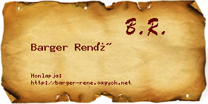 Barger René névjegykártya